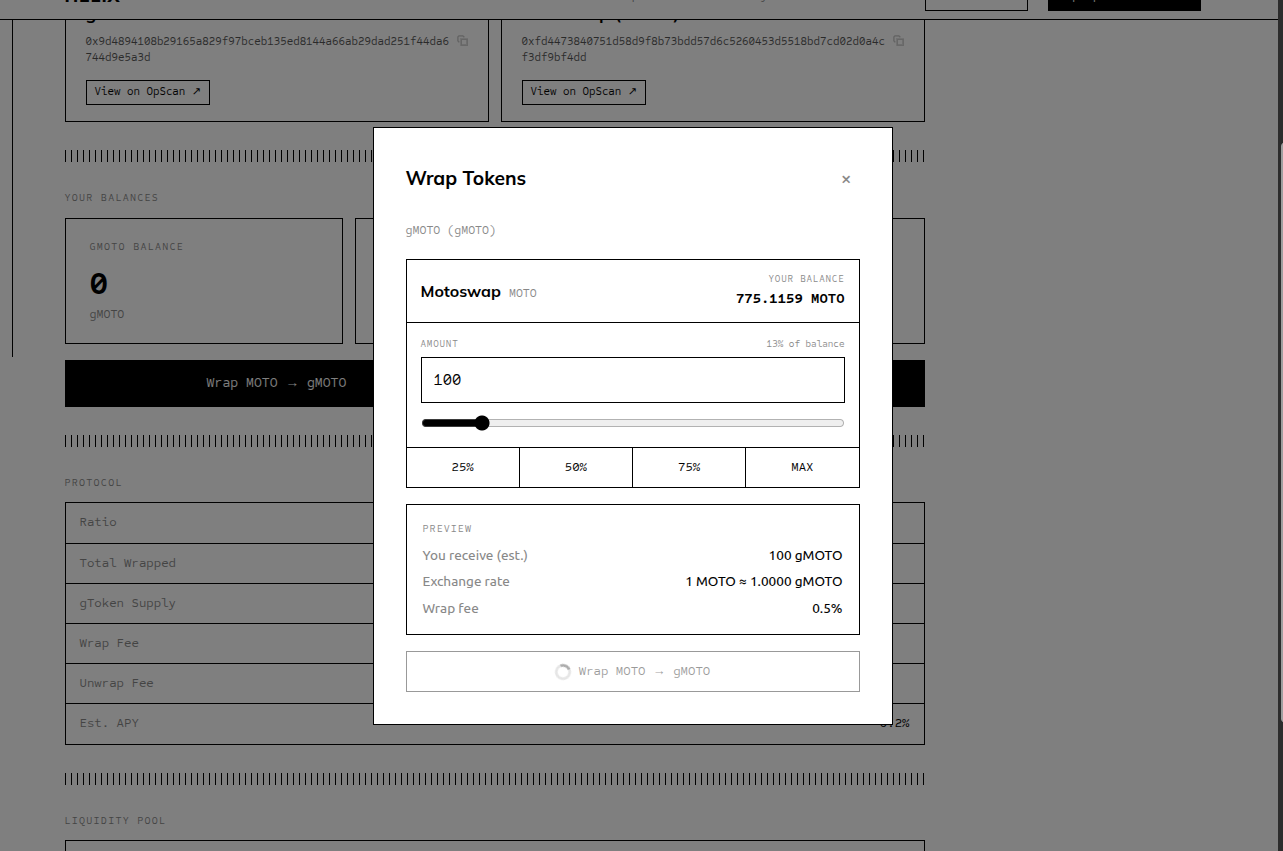 Wrapping tokens into gTokens